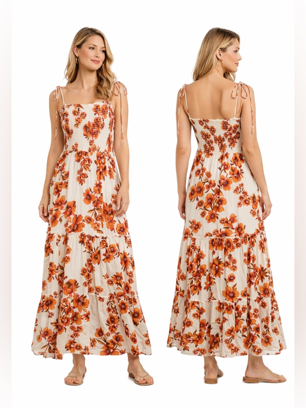 Free people garden party floral print tiered maxi dress